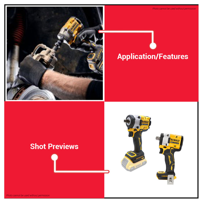 Buildmate x DEWALT 20V MAX XR 1/2″ Compact Impact Wrench 406Nm Detent DCF922N-B1