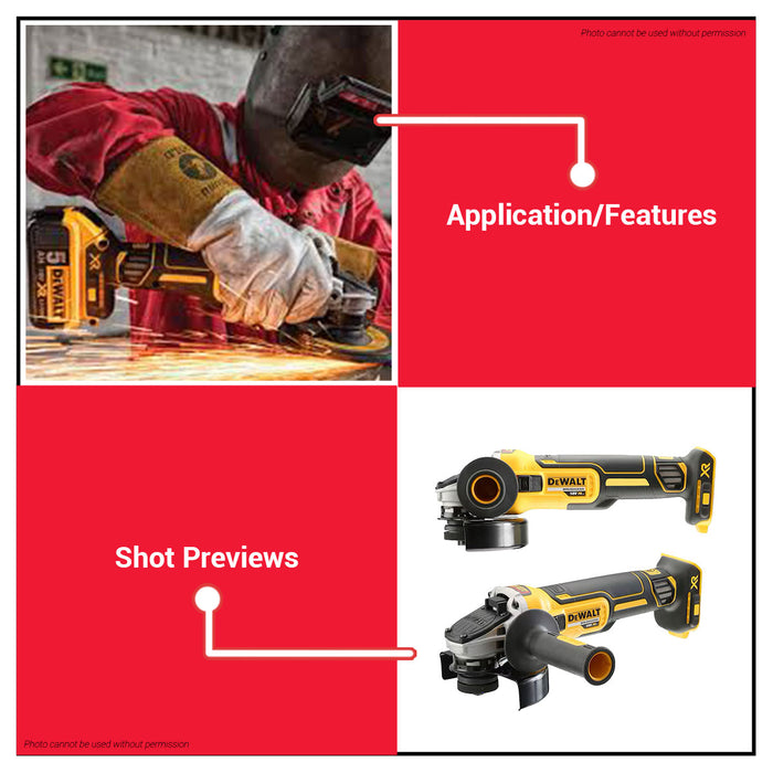 BUILDMATE x DEWALT 20V Max BL 100mm Angle Grinder | M10, 9,000 RPM, Slide Switch (Bare Tool) DCG405N-B1