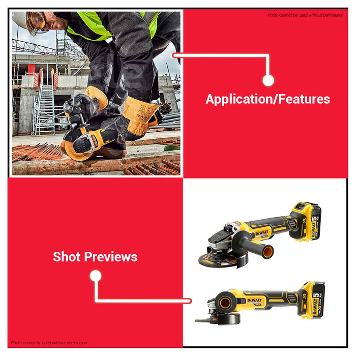 BUILDMATE x DEWALT 20V Max Brushless 100mm Angle Grinder Kit | M10, 2 XR Batteries DCG405P2-B1