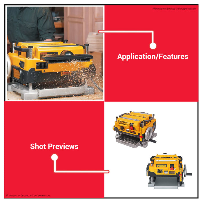 BUILDMATE x DEWALT 1800W 13" Thickness Planer | 3-Blade, 3mm DOC, Heavy-Duty Bench Tool DW735-B1