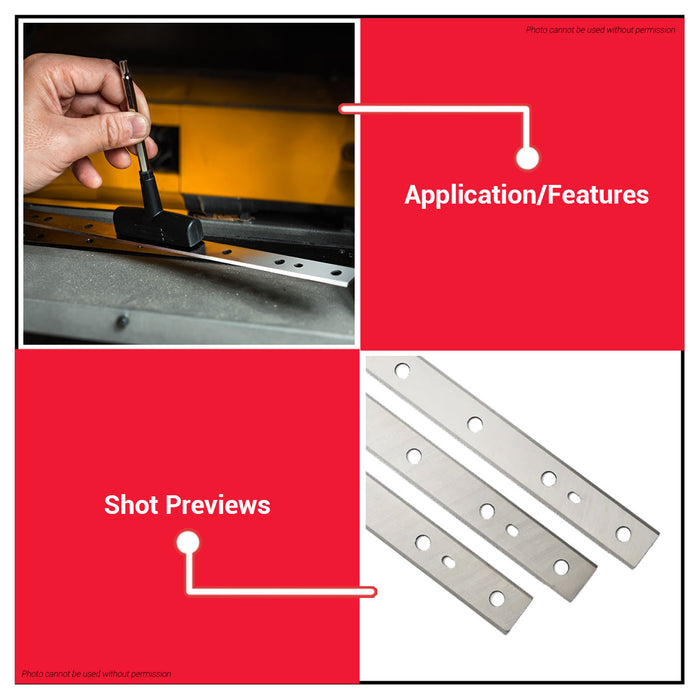 BUILDMATE x DEWALT DW7352 Reversible Planer Knives | 13" Replacement Blade Set (3pcs) for DW735