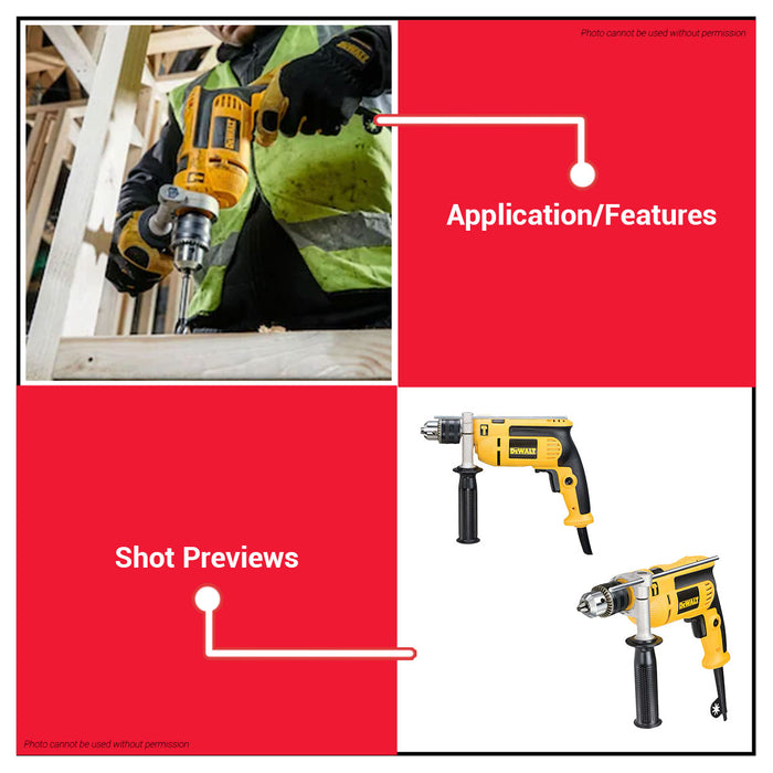 BUILDMATE x DEWALT 650W 13mm Percussion Drill Kit | 47,600 BPM, Variable Speed, Hard Case + Bits DWD024K-B1