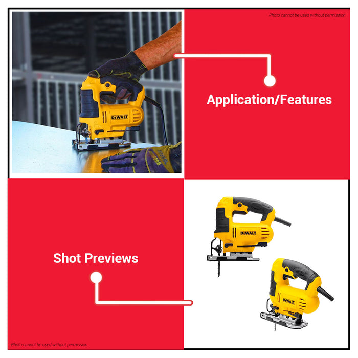 BUILDMATE x DEWALT 650W Portable Jigsaw | 500–3200 SPM, 20mm Stroke, 45° Bevel, 85mm Wood Cut DWE349-B1