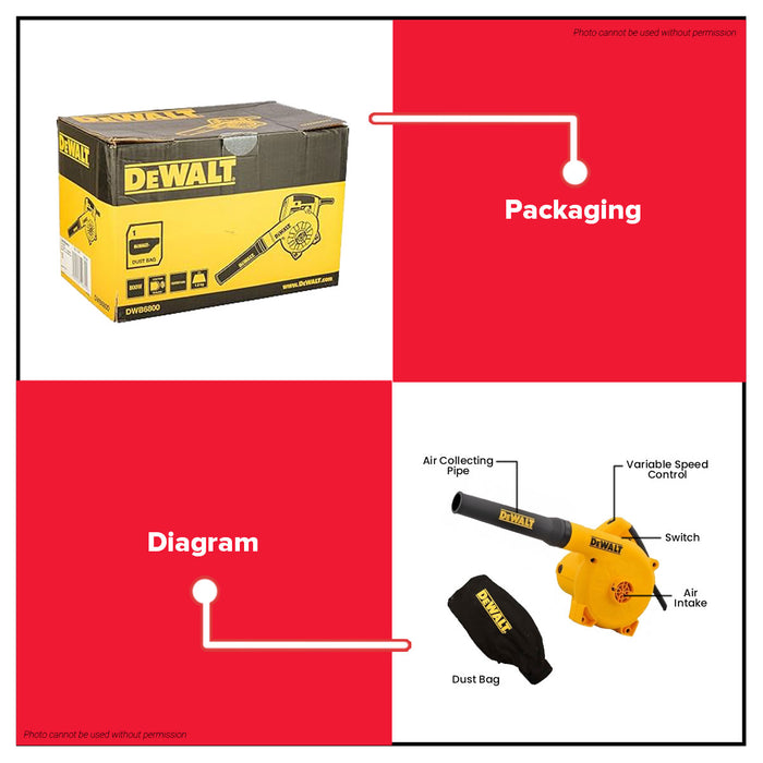 Buildmate x DEWALT 800W Variable Speed Electric Air Blower Dust Cleaner Vacuum for PC Car DWB6800-B1