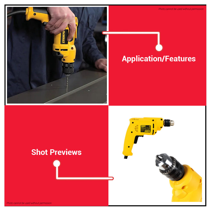 Buildmate x DEWALT 550W 10mm Variable Speed Rotary Drill Compact Electric Drill DWD014-B1