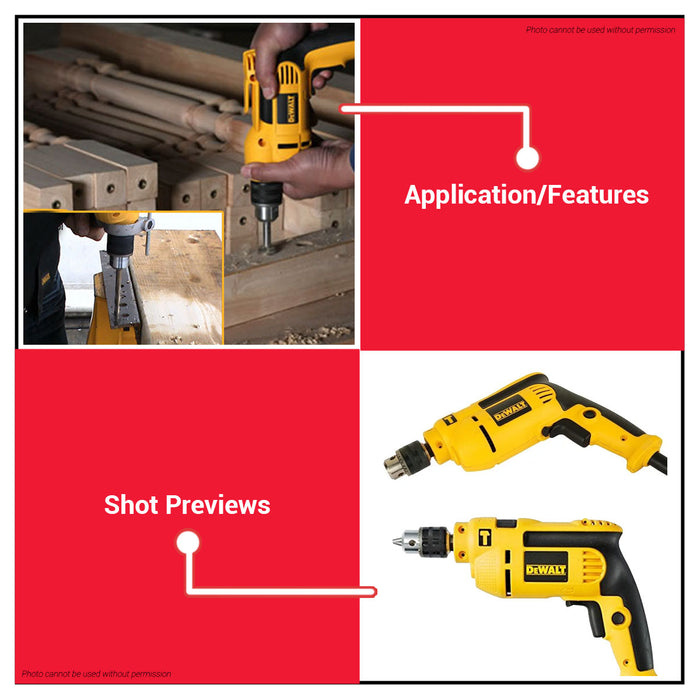 Buildmate x DEWALT 550W Variable Speed 10mm Hammer Impact Drill Electric DWD022K-B1