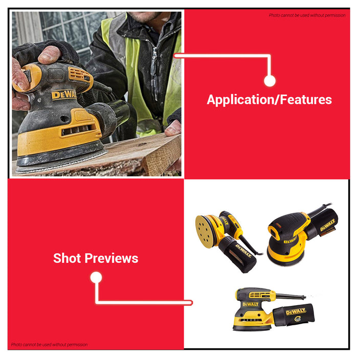 Buildmate x DEWALT 280W 125mm Variable Speed Random Orbital Sander with Dust Collector DWE6423-B1