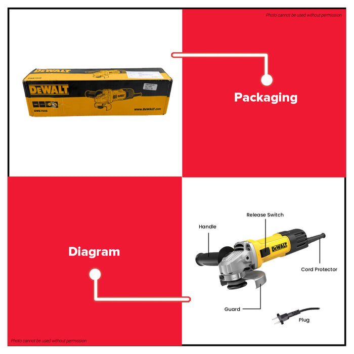 Buildmate x DEWALT 750W Ultra Slim 100mm Angle Grinder 12000RPM Side Switch DWE750S-B1