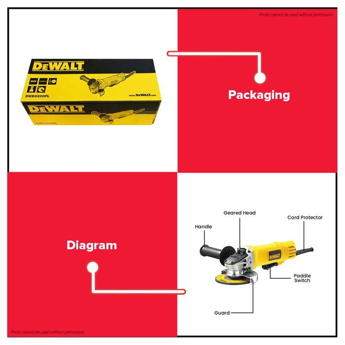 Buildmate x DEWALT 100MM 850W 4IN Angle Grinder Paddle Switch Compact Power Tool DWE8200PL-B1