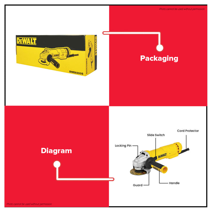 Buildmate x DEWALT 100M 1000W SMALL ANGLE GRINDER SLIDE SWITCH DWE8300S-B1
