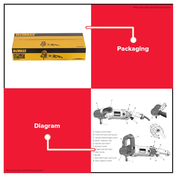 Buildmate x DEWALT 1250W 7in 9in Variable Speed Electric Polisher Car Buffer Tool DWP849X-B1