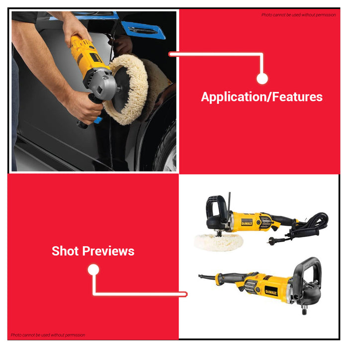 Buildmate x DEWALT 1250W 7in 9in Variable Speed Electric Polisher Car Buffer Tool DWP849X-B1