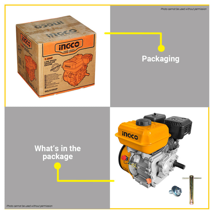 BUILDMATE Ingco 4-Sroke Industrial Marine Low Speed Gasoline Engine 6.5HP / 7.8HP Air-Cooled • IIT