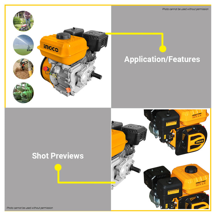 BUILDMATE Ingco 4-Sroke Industrial Marine Low Speed Gasoline Engine 6.5HP / 7.8HP Air-Cooled • IIT