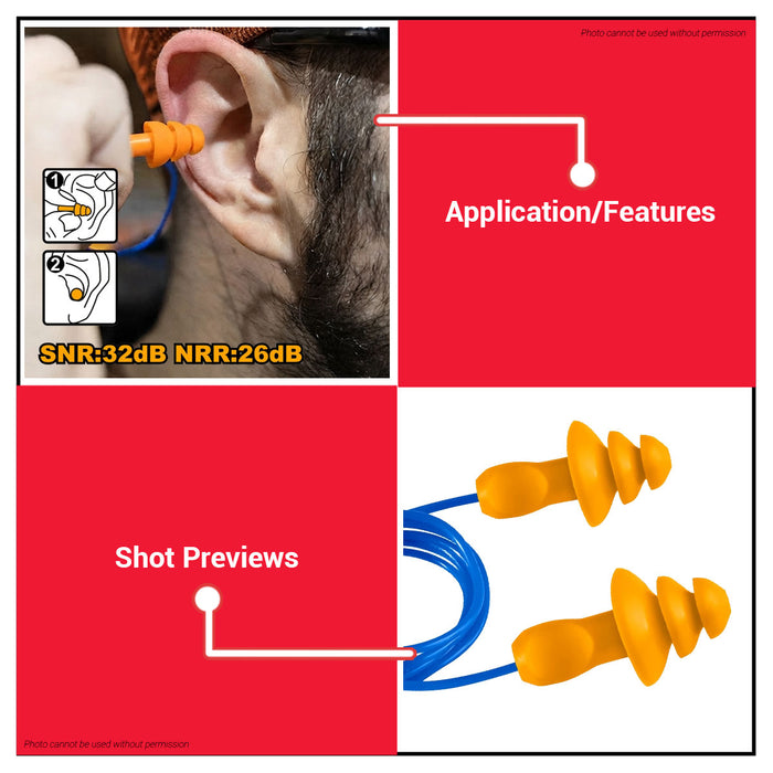 Buildmate x INGCO Reusable Safety Earplug Noise Reduction Hearing Protection Ear Plugs 32dB SNR 25dB NRR HEP3225 IHT