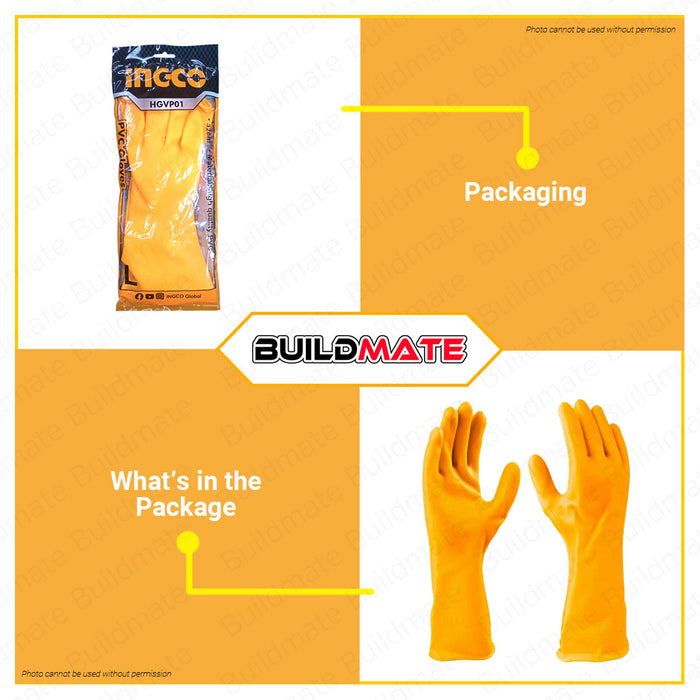 BUILDMATE Ingco PVC Gloves 32cm Protective Gloves Work Gloves Washable Safety Gloves Comfortable Gloves Garden Gloves Protection Gloves Kitchen Gloves HGVP01 | HGVP02 | HGVP03 • HT2