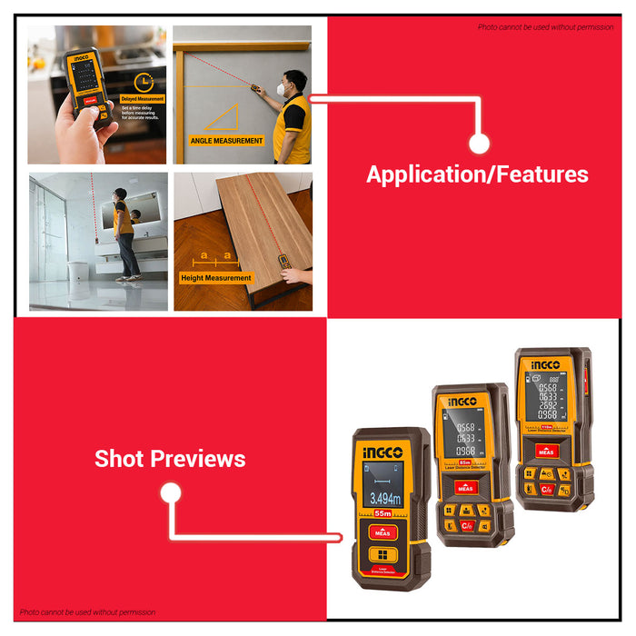 Buildmate x INGCO Laser Distance Meter Detector 55M/85M/110M Digital Laser Measure Range Finder HLDD05086 HLDD07085 HLDD10089 IPT