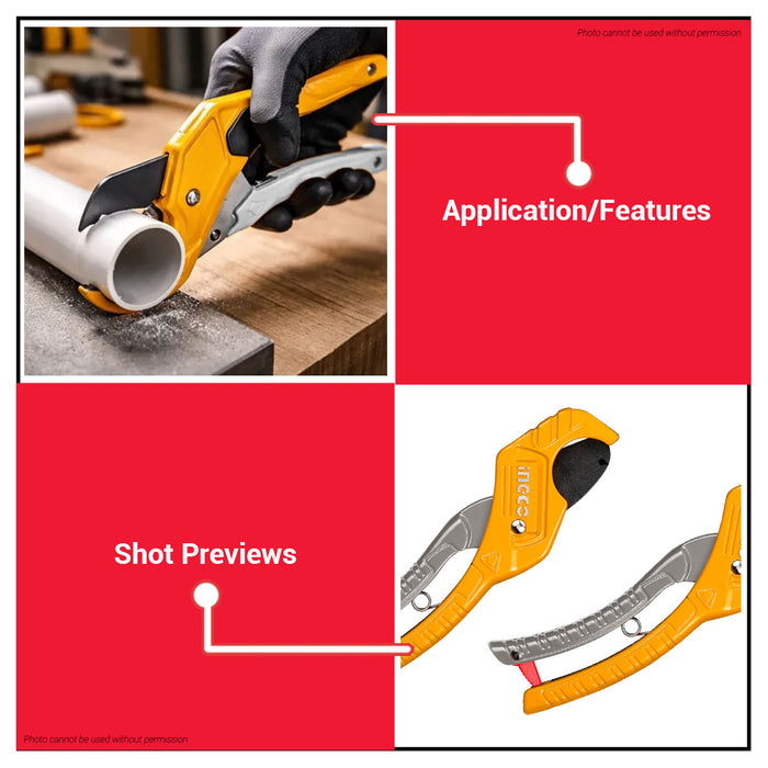 Buildmate x INGCO PVC Pipe Cutter 3-36mm SK5 Blade Aluminum Pipe Cutting Tool HPC3135 IHT