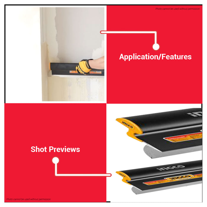 Buildmate x INGCO Drywall Skimming Blade 7in 180MM/14in 350MM/24in 600MM Stainless Steel Finishing Blade Putty Knife Plastering Skim Coat Tool HSCL00701 HSCL01401 HSCL02401 IHT
