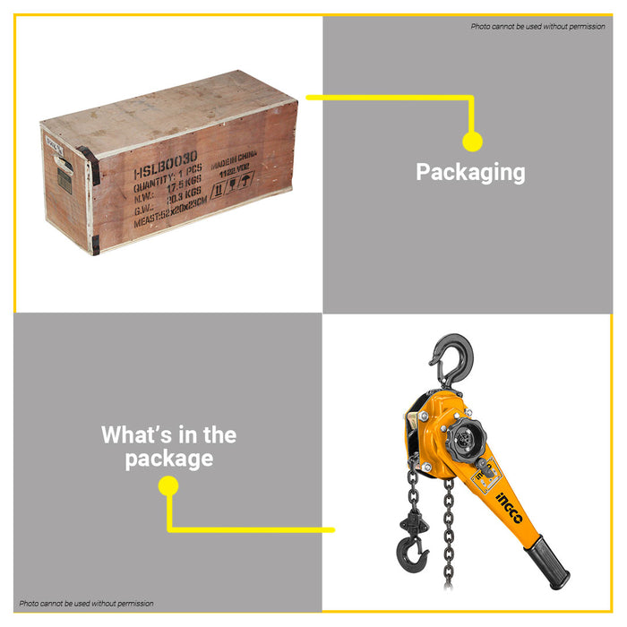 BUILDMATE Ingco 3TON x 1.5m Lever Block Lifting Chain Adjustable Ratchet Puller Hoist HSLB0030 • IHT