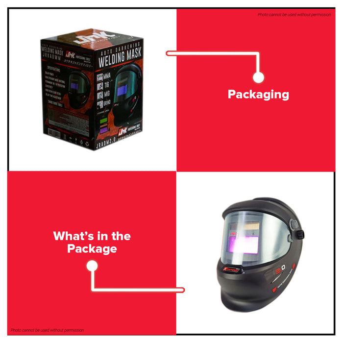 JR KAWASAKI Solar Powered Auto Darkening Welding Mask Helmet JRADM20 •BUILDMATE•