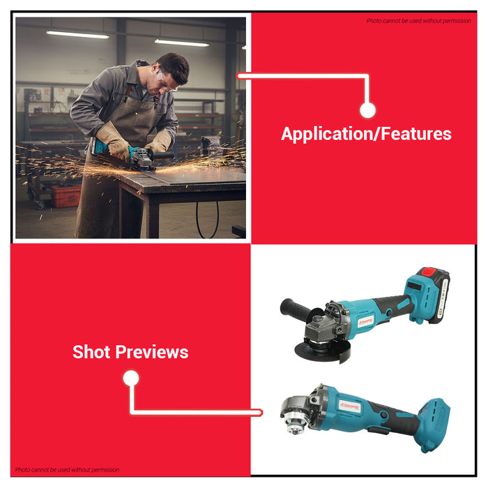 JR KAWASAKI Cordless Angle Grinder JRCAG21V •BUILDMATE•
