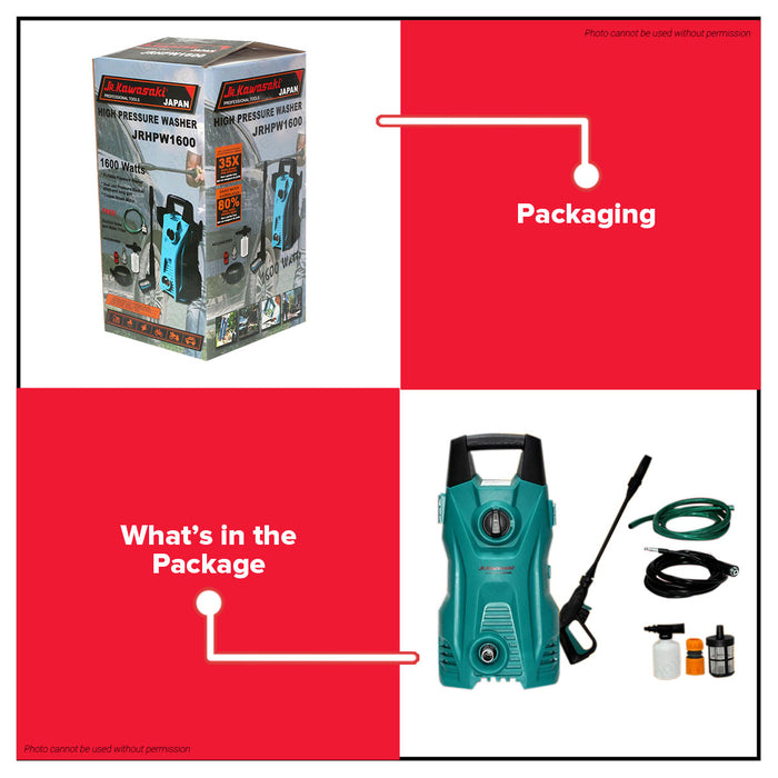 JR KAWASAKI Portable Pressure Washer 1600W JRHPW1600  •BUILDMATE•
