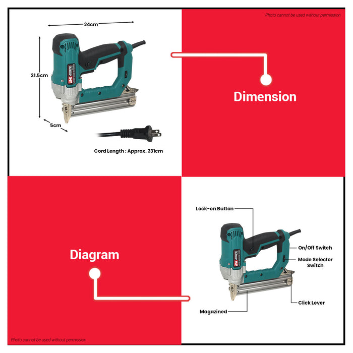 BUILDMATE Jr Kawasaki Electric Nailer 1800W 10-30mm Straight Nail Staple Gun Woodworking Power Tools for Carpentry JRK-ENG1800