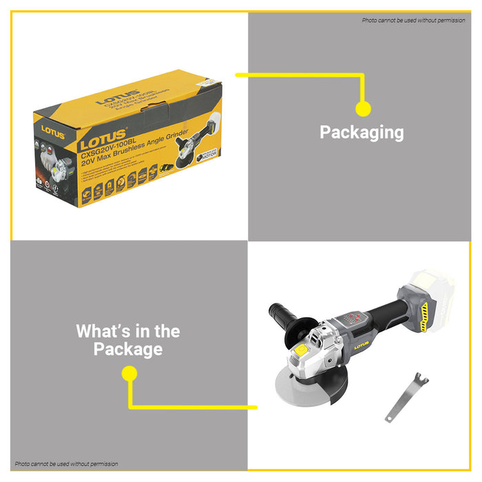 BUILDMATE Lotus Lithium-Ion Cordless Brushless Angle Grinder 20V Grinding and Polishing Cutting Machine Power Tool UNIT ONLY CXSG20V-100BL - LCPT