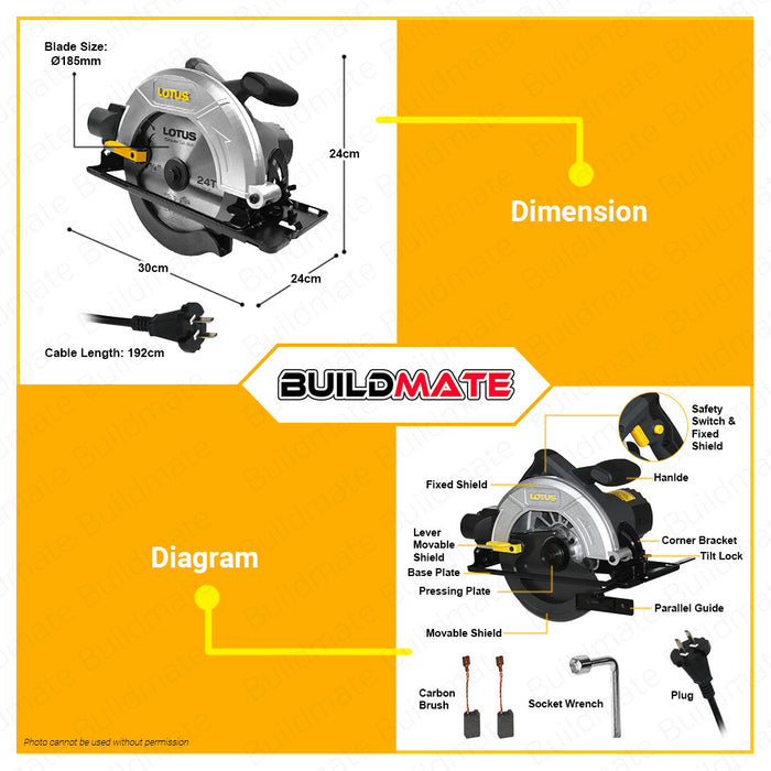 BUILDMATE Lotus Circular Saw PRO 1400W Electric Wood Cutting Heavy Duty Power Saws Tools LTCS140X | 100% ORIGINAL / AUTHENTIC • LPT