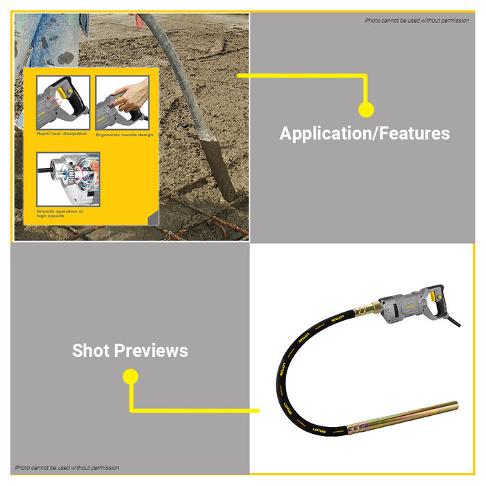 (SET) BUILDMATE Lotus 1400W Concrete Vibrator Mixer with 1.5m Vibrator Hose LTCV1400X+LTXT35CVH LPT