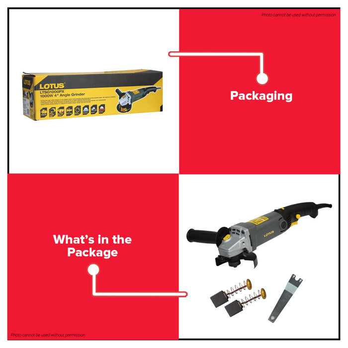 LOTUS Heavy Duty 1000W Angle Grinder 4 Trigger With Free Carbon Brush LTSG1000PX •BUILDMATE• LPT
