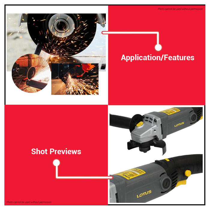 LOTUS Heavy Duty 1000W Angle Grinder 4 Trigger With Free Carbon Brush LTSG1000PX •BUILDMATE• LPT