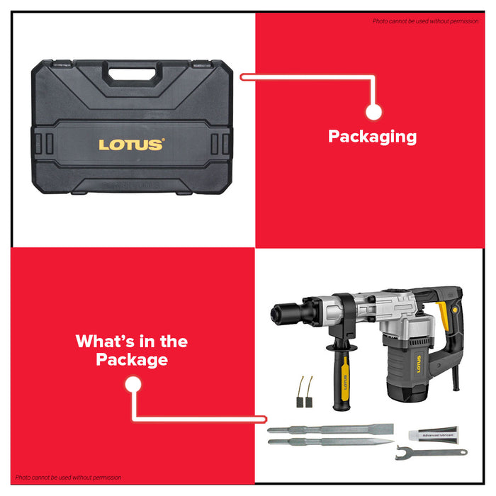 BUILDMATE Lotus Professional SDS Hex Demolition Hammer 1300W / 1050W Concrete Breaker Demolition Drill Jackhammer LTSH6EX / LTSH5X - LPT
