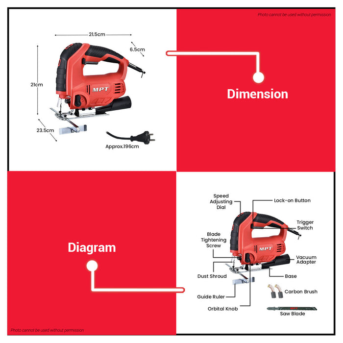 MPT 850W Jig Saw MJS8505 PT• MOST PROFESSIONAL TOOLS •