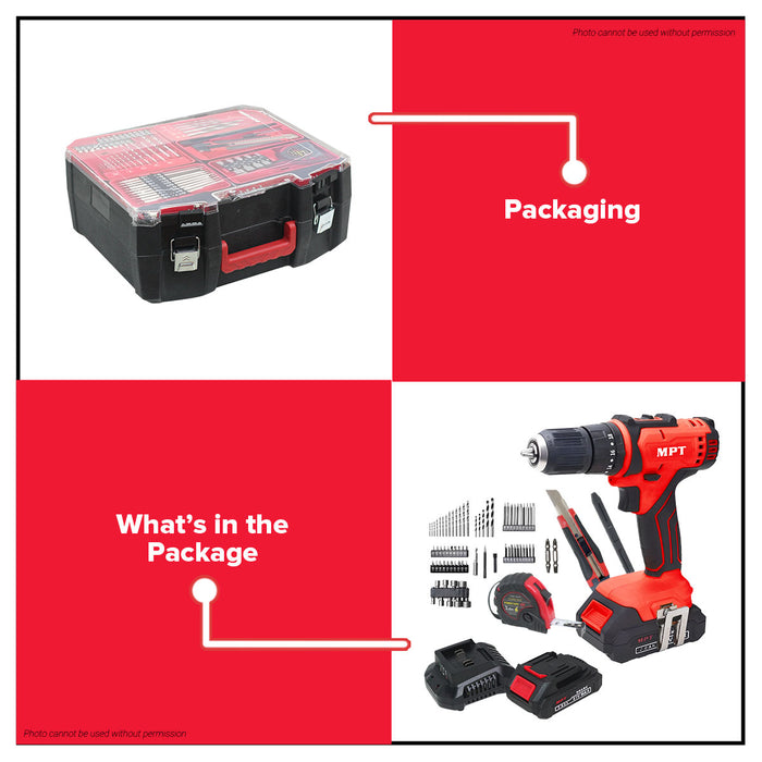 MPT 21V Li-Ion Cordless Impact Drill And Tools Set (2pcs 2.0 MAH Battery Included) MPCID2133.K01 CL • MOST PROFESSIONAL TOOLS •