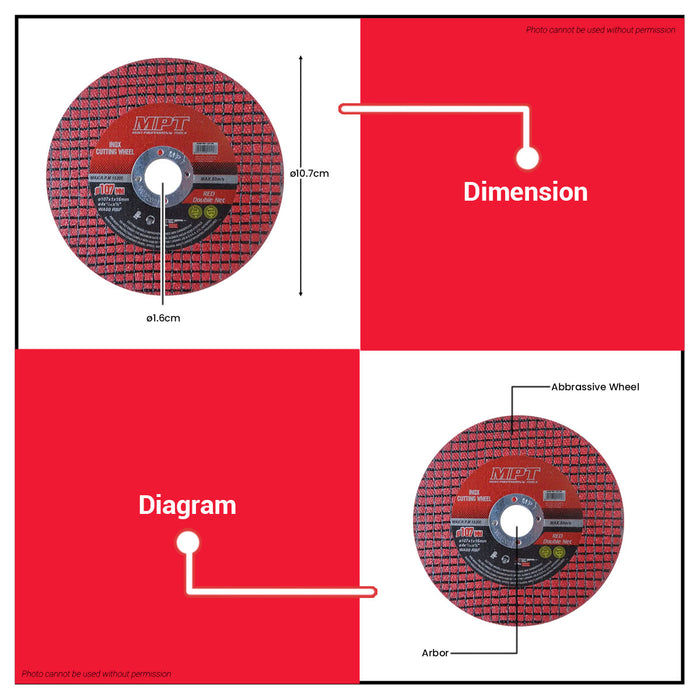 Buildmate x MPT Ultra Thin Cutting Disc Wheel 4" 107mm Double Net Red [SOLD PER CAN | PER PC] MUD01001-1071DR&nbsp;