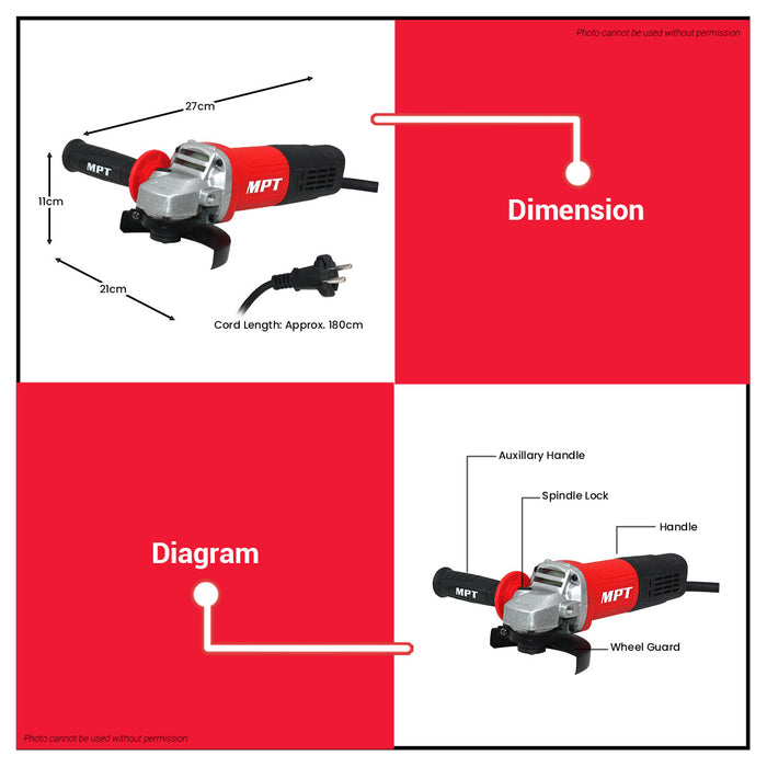 MPT 1100W Angle Grinder MAG11003 PT • MOST PROFESSIONAL TOOLS •