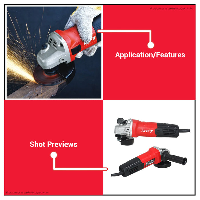 MPT 800W Angle Grinder 100mm MAG801N-ECO PT • MOST PROFESSIONAL TOOLS •