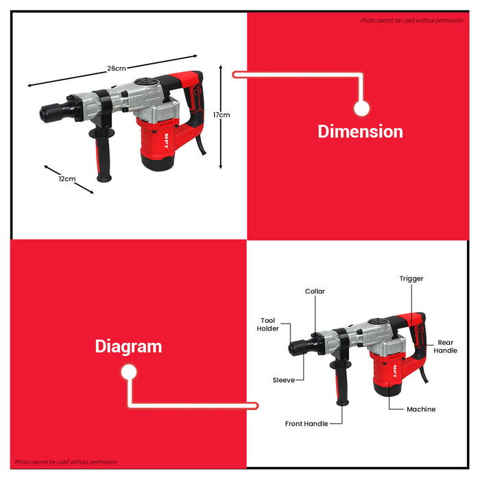MPT 1300W Demolition Hammer MDB0835B PT • MOST PROFESSIONAL TOOLS •