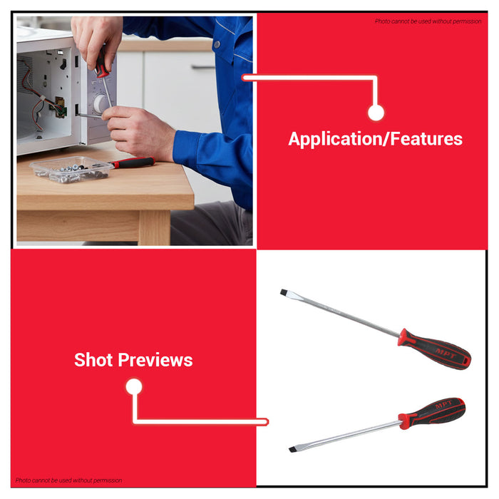Buildmate x MPT Slotted Screwdriver 5x100MM/6x150MM/8x200MMChrome Vanadium Steel Hand Tool