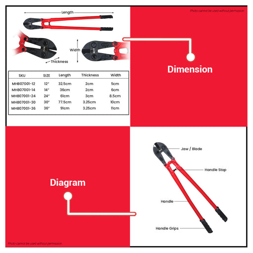 MPT Bolt Cutter 12"-36" inches HT • MOST PROFESSIONAL TOOLS •