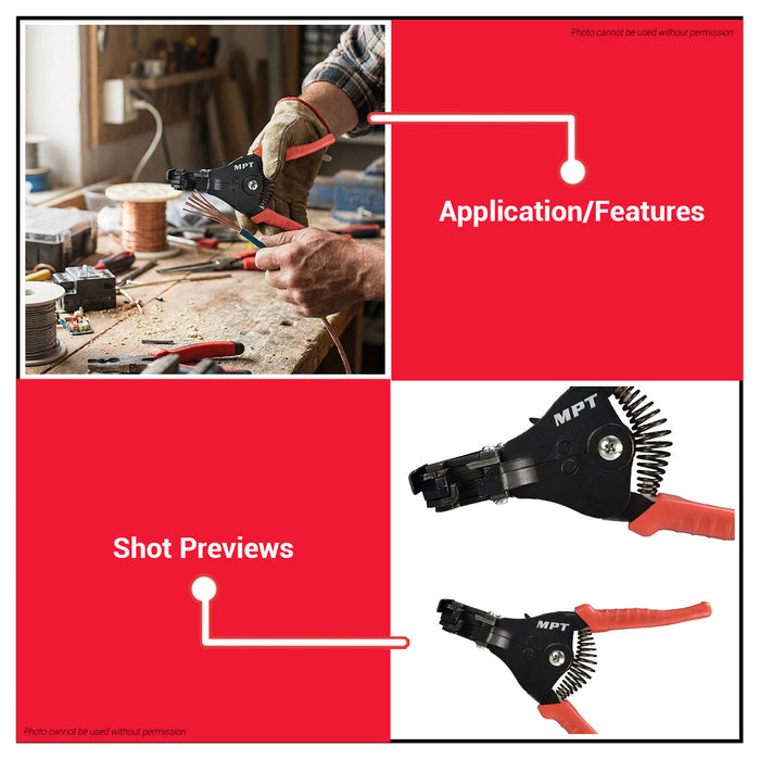 Buildmate x MPT Automatic Metal Wire Stripper 7" Heavy Duty Electrical Tool MHN01001