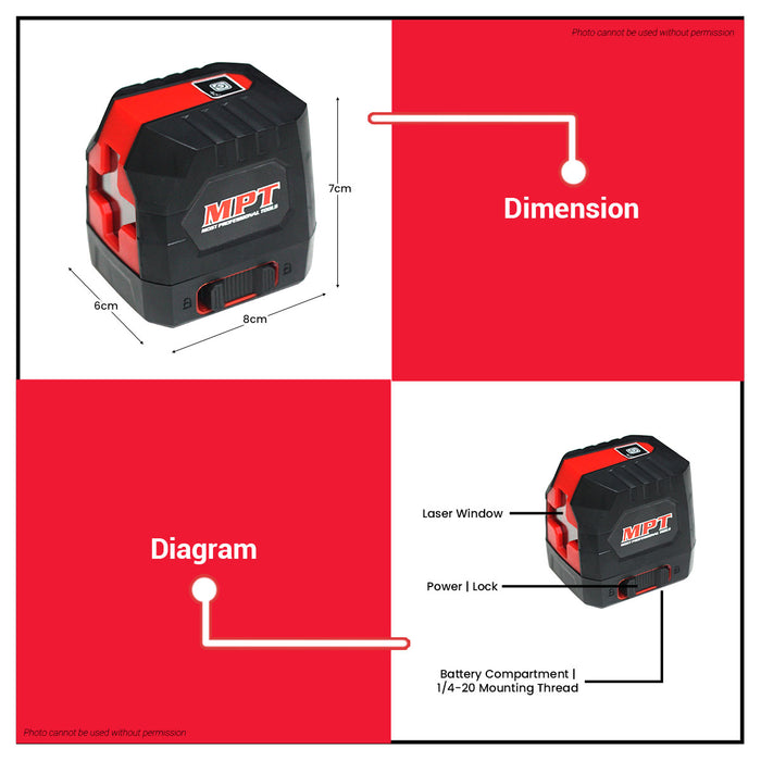 MPT Mini 2 Lines Line Laser Level MLL2001G PT • MOST PROFESSIONAL TOOLS •
