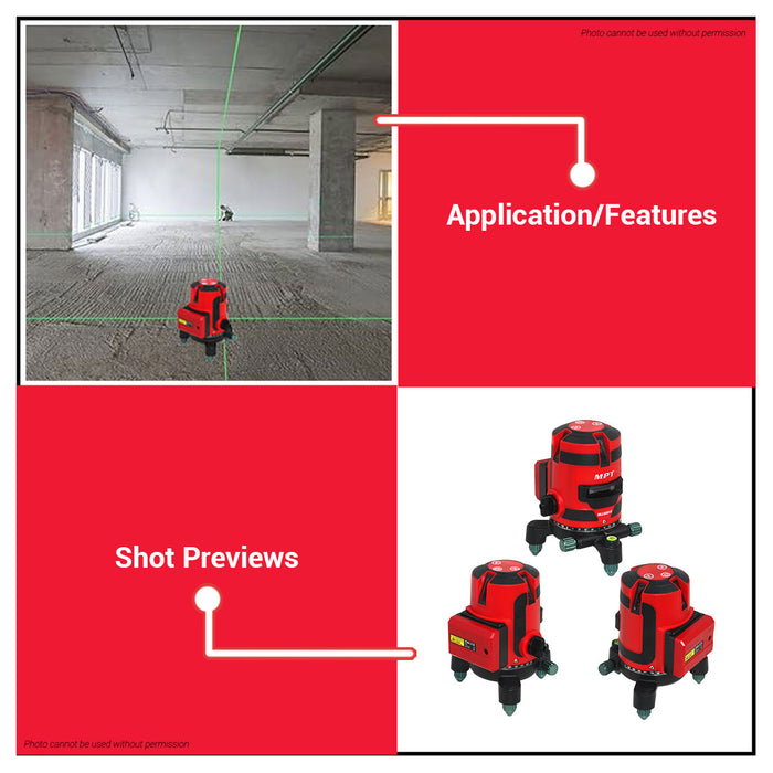 MPT 5-lines Line Laser Level MLL5001G PT • MOST PROFESSIONAL TOOLS •