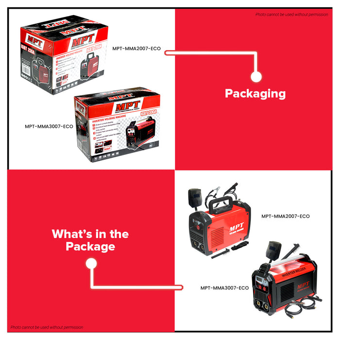 MPT 300A MMA Portable Inverter Welding Machine IGBT ARC Welder With Accessories MMA3007-ECO - PT • MOST PROFESSIONAL TOOLS •