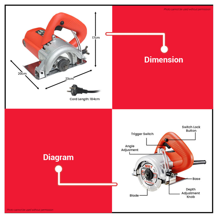 MPT 1240W Marble Cutter 110mm MMC1103 PT • MOST PROFESSIONAL TOOLS •