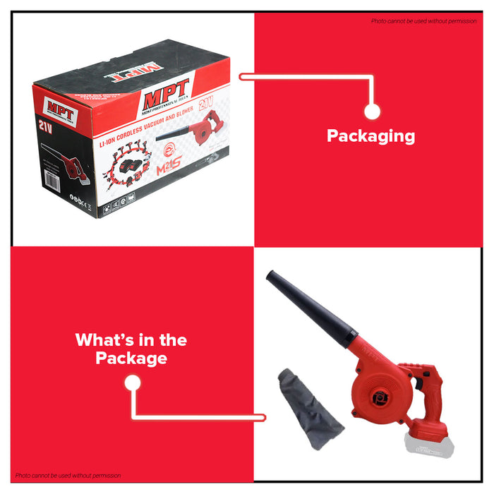 MPT 21V Li-Ion Cordless Vacuum and Blower (BARE TOOLS ONLY) MPCB2101 CL • MOST PROFESSIONAL TOOLS •