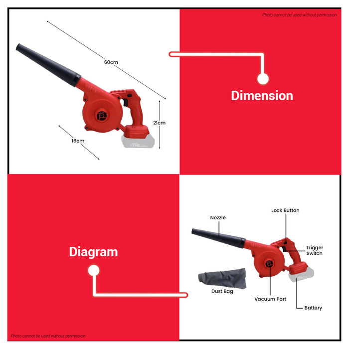 MPT 21V Li-Ion Cordless Vacuum and Blower (BARE TOOLS ONLY) MPCB2101 CL • MOST PROFESSIONAL TOOLS •