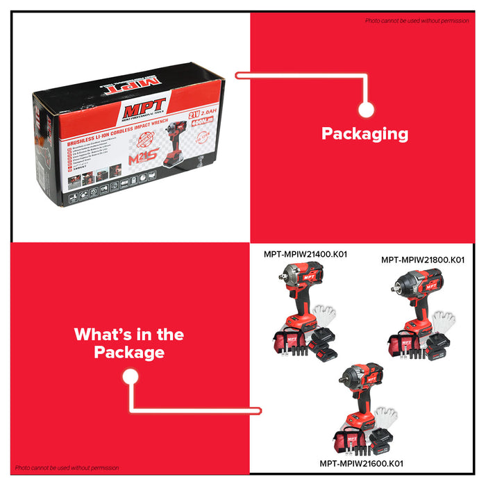 MPT 21V 400Nm-800Nm Brushless Motor Cordless Impact Wrench w/ Battery & Charger Heavy Duty Lug Nut Remover Power Tool For Car & Home Use - CL • MOST PROFESSIONAL TOOLS •